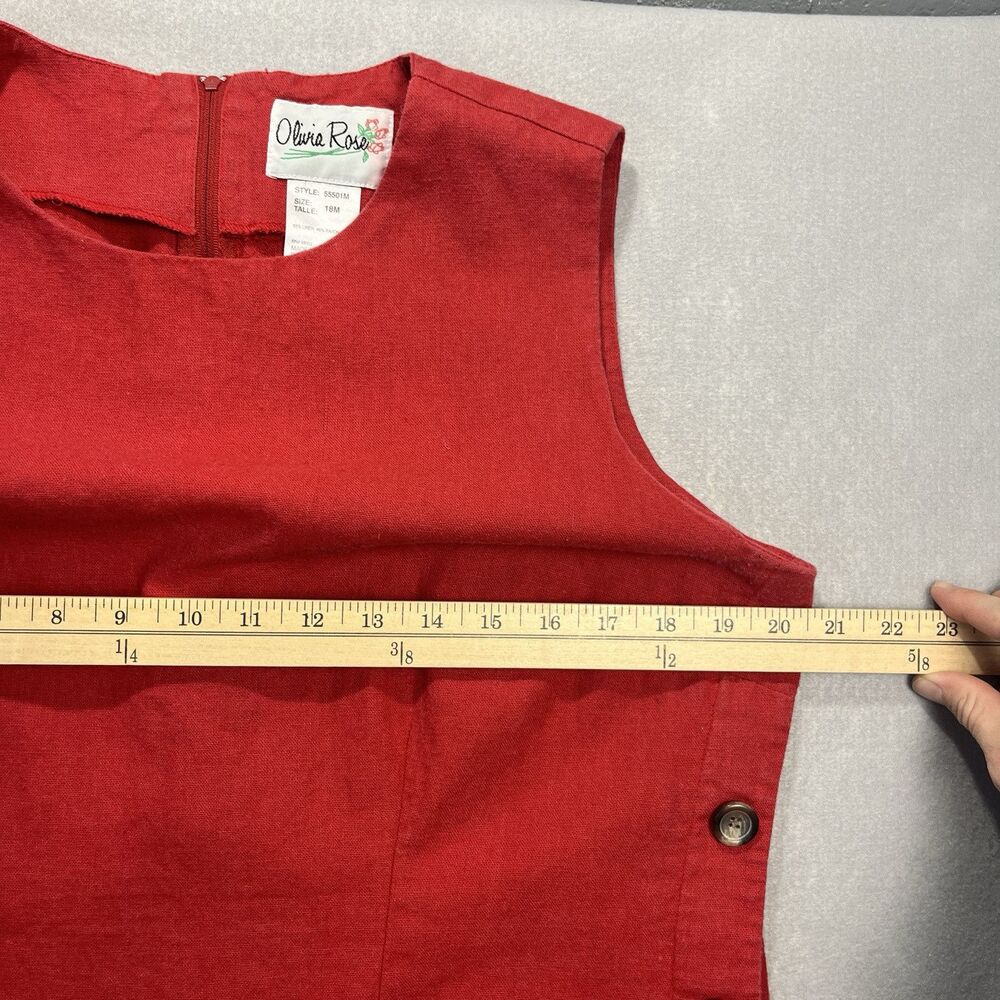 Vintage Olivia Rose Red Linen Lagenlook Side Slit Button-Down Maxi Dress, Sz 18 - Picture 9 of 10